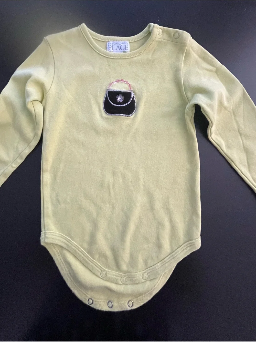 The Children's Place Pale Green Long-Sleeve Bodysuit with Purse Patch